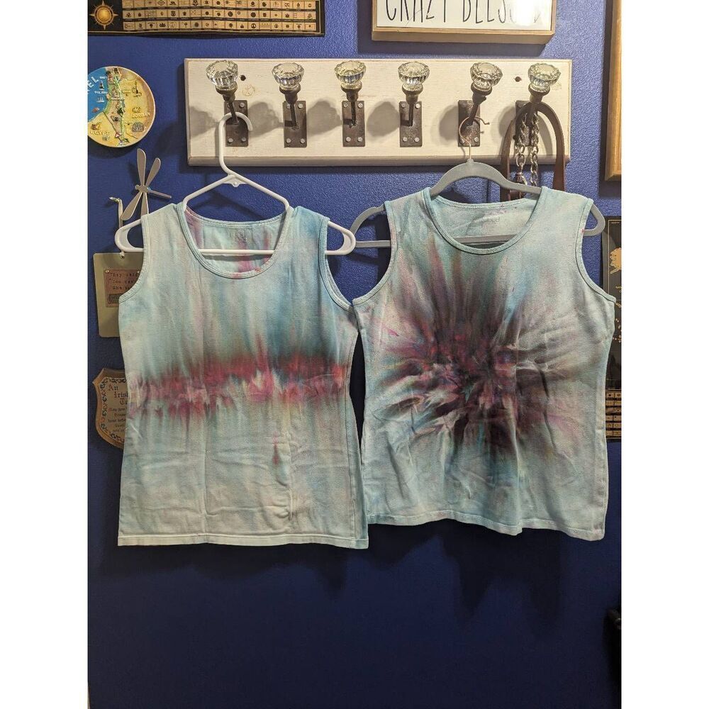 Mod Bod Tank Tops Custom Tie Dyed OOAK Set of 2 Women's XL